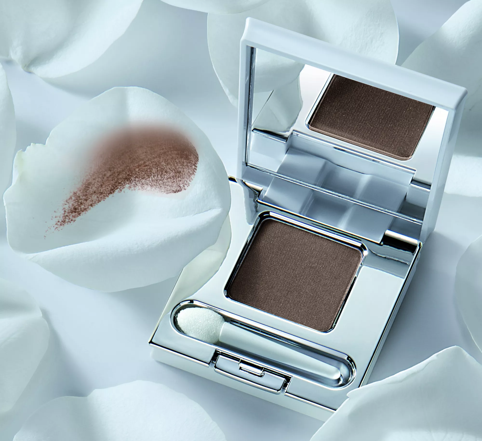 Satin Augenlid Puder - Taupe (schlammfarben) -  Lidschatten in der  Puderdose mit Spiegel und Applicator  - Vegan