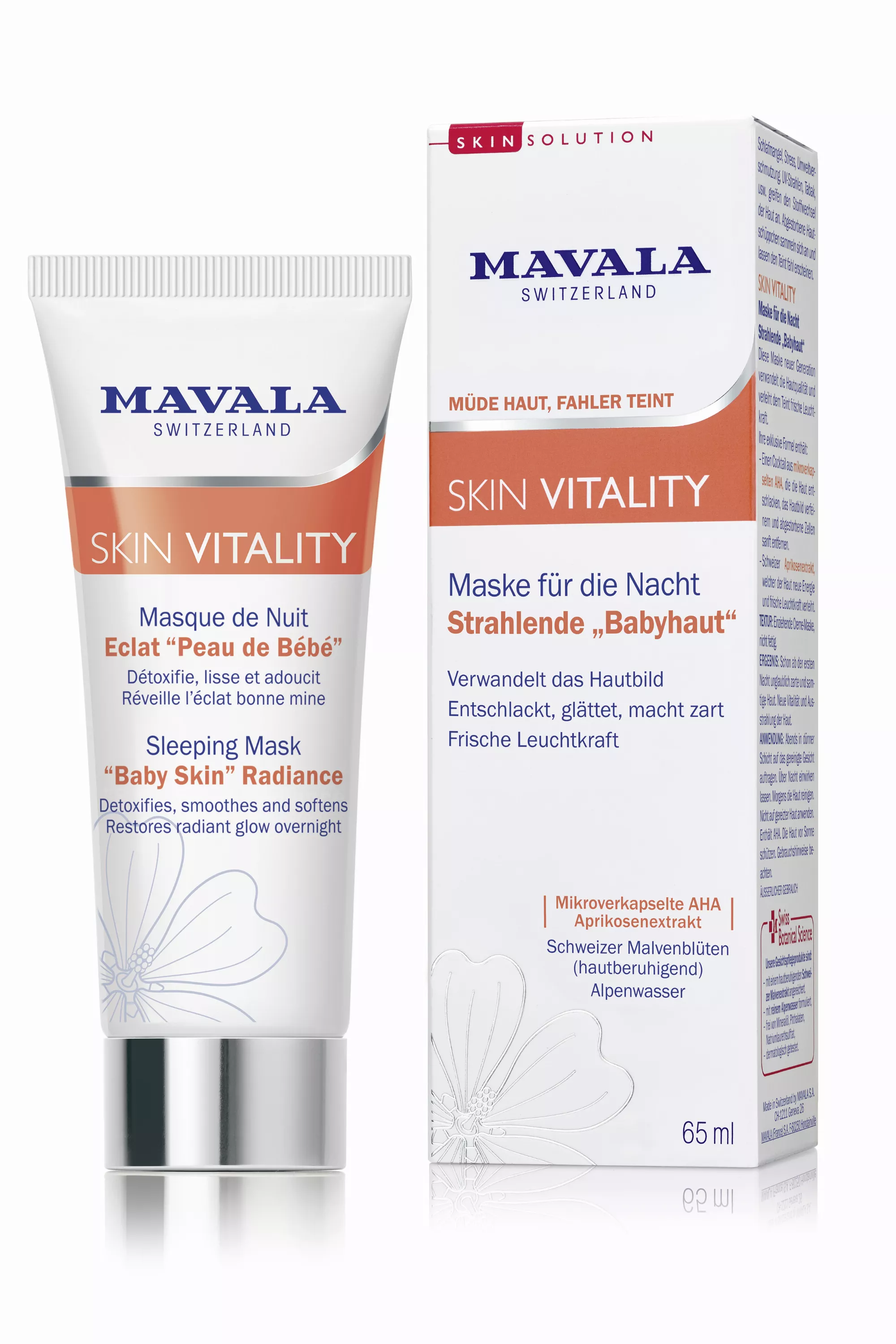 SKIN VITALITY - Maske für die Nacht - Strahlende "Babyhaut" - Müde Haut, fahler Teint  - Vegan